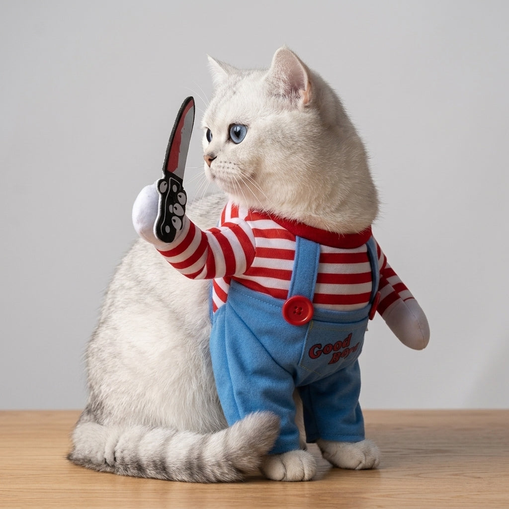 Costume Poupée Effrayante – Déguisement pour Chat et Petits Animaux