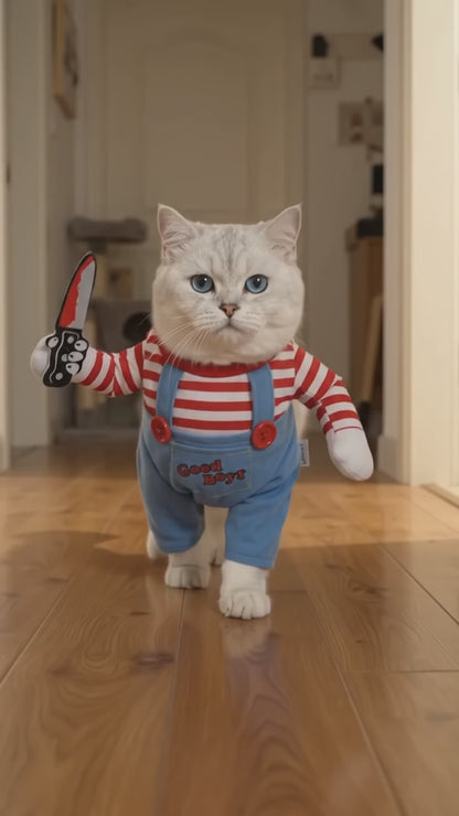 Costume Poupée Effrayante – Déguisement pour Chat et Petits Animaux