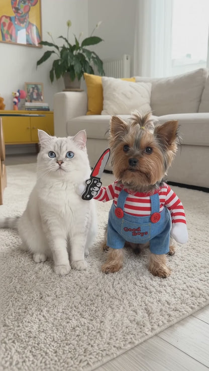 Costume Poupée Effrayante – Déguisement pour Chat et Petits Animaux